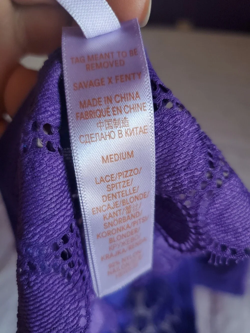 Savage‎ x Fenty Bra- 34B, Thong - Med Purple Lace Trim Underwire Sexy Romantic